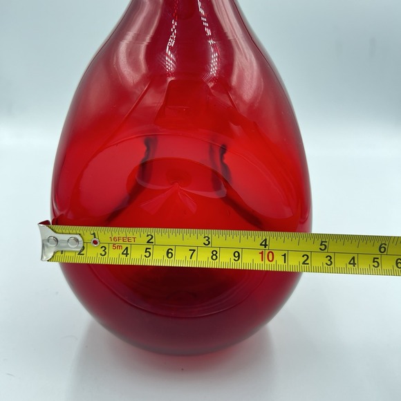 Blenko Vintage Ruby Red Glass Pinch Vase Three Sided 9 "‎ Tall - Picture 9 of 9